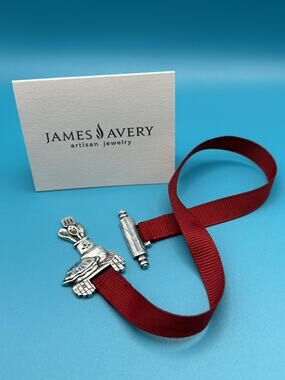 RARE James Avery Retired 925 Sterling Silver Red Ribbon Baking Themed Bookmark